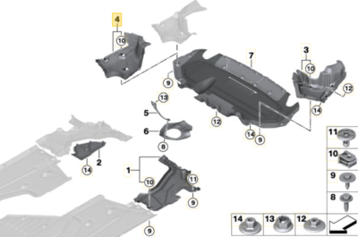OEM 51758079996 Bmw 8 G14 F91 Rear Right Underbody Panelling for 