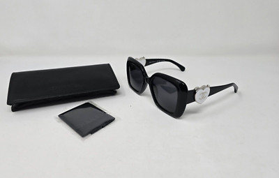 Chanel 5518-A C501/T8 Women's Black Grey Polarized Sunglasses Clasp Heart Logo