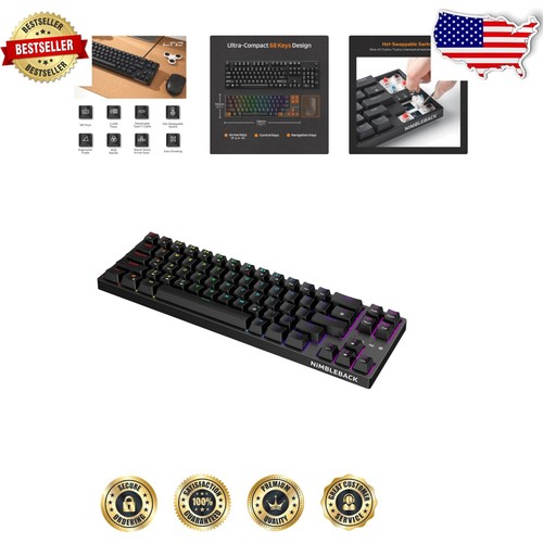Dynamic RGB Ultra-Compact 68 Keys Gaming Keyboard with Hot-Swappable Red Switch