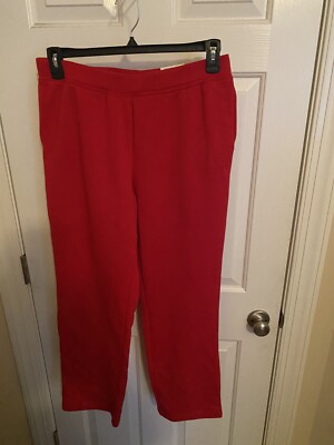 Karen Scott Petite Fleece Sweatpants High rise Pull-on styling Red Amore  Size PP
