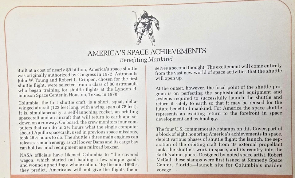 First Day Cover American's Space Achievements Benefiting Mankind 1981 Rare - Image 3 of 3