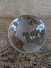 HEAVY ETCHED CRYSTAL WORLD GLOBE PAPERWEIGHT