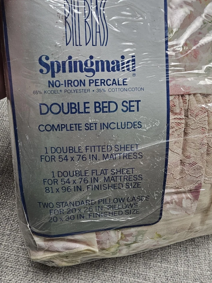 Vintage Bill Blass Springmaid Double Bed Set Floral No-Iron Percale USA New - Image 2 of 4