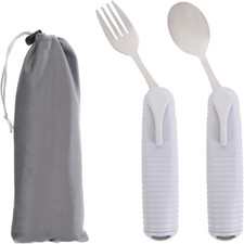 Adaptive Utensils Set, Angle Adjustable Arthritis Aid Silverware for Parkinsons,