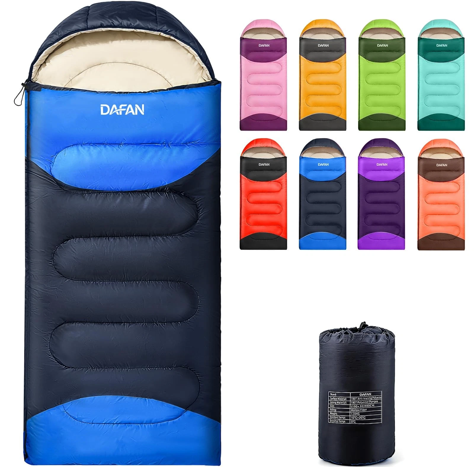 Lightweight Sleeping Bag for Adults, 3-Season Waterproof Backpacking Sleeping...