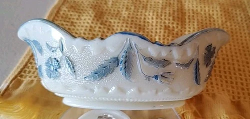 Antique Victorian Delaware Milk Glass Oval Custard Bowl/Trinket Dish  Very Nice