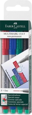FABER-CASTELL 151404 - Marker Multimark, non-permanent, Stärke F, 4 Stück im E