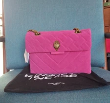 Kurt Geiger Fuchsia "Kensington" Quilted Shoulder Bag Chain Strap Gold Hardware