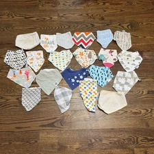 Lot Of 21 Various Brands Baby Bandana Triangle Bibs Unisex Drooling Eating
