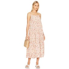 The Great. Serenade Dress Pale Pink Kerchief Rose Print Cream Cotton Lace XS