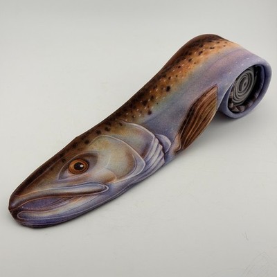 Ralph Marlin 1986 King Salmon Vintage Fish Necktie Milwaukee USA