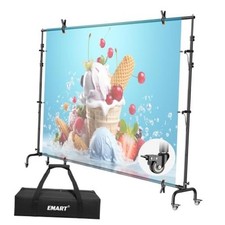 10x7.7ft Rolling Backdrop Stand with Wheels, Adjustable and 7.7x10ft Black