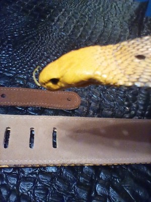 Limited edition Yellow Full length Common  cobra Snakeskin guitar strap