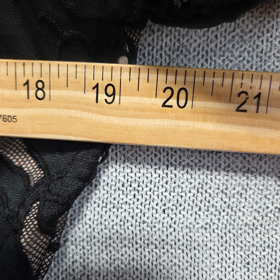 Adrianna Papell Black Lace Floral Dress Womens Size 16 Long Sleeve Round Neck - Image 2 of 4