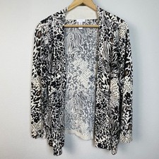 Chicos Women Size 2 Large Animal Print Cardigan Sweater Long Sleeve Lightweight