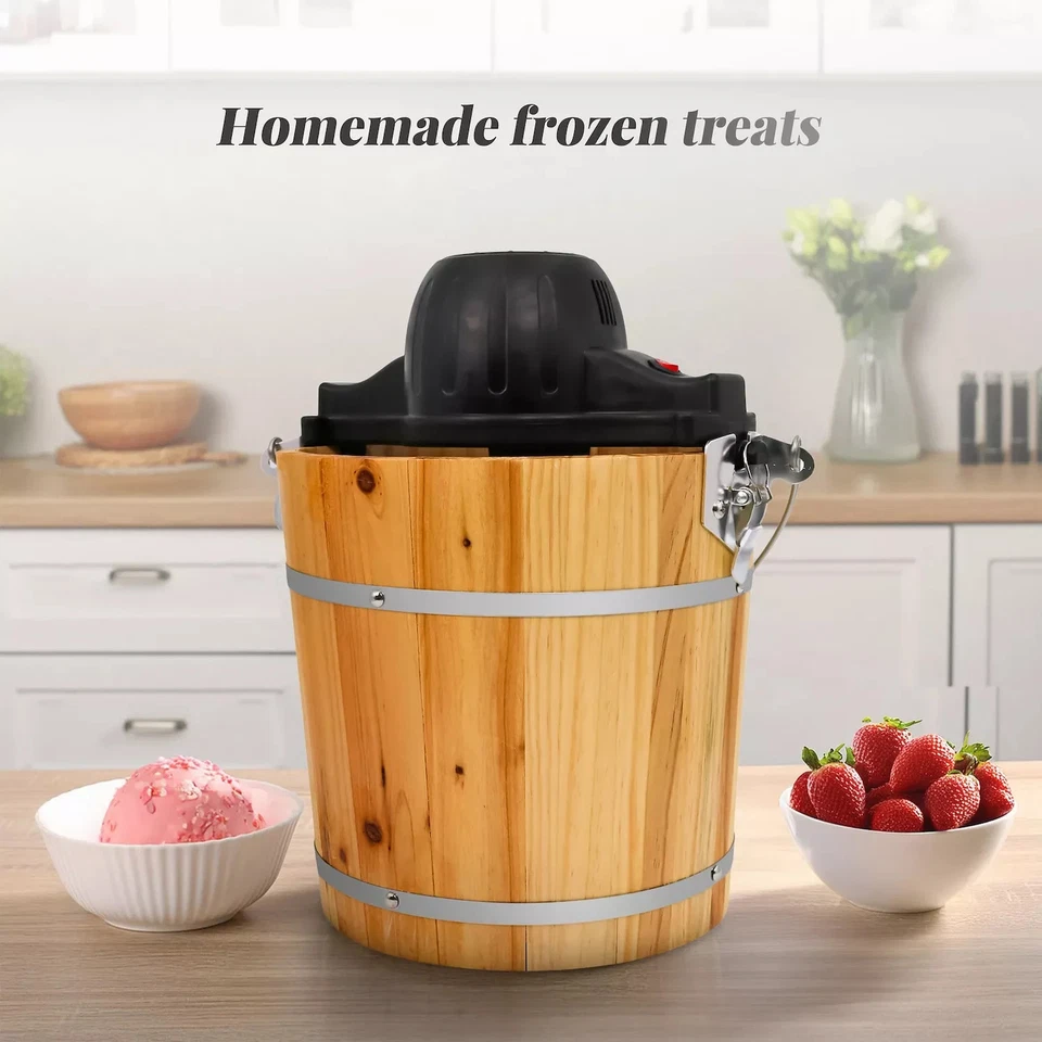 Elite Cuisine 4 cuartos Heladera con cubo de pino con manivela | 2104 Foto 3 de 4