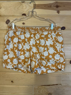 #ad Women#x27;s Briggs Pull On Orange White Floral Linen Blend Shorts XL D $9.80