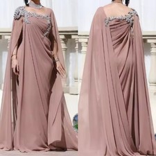 Customized Chiffon Pleat Sequined Square Neck Long Dress Evening Formal Gown