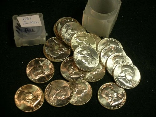 Roll (20)   BU  1961 Franklin Half Dollars  -    roll 90% Silver