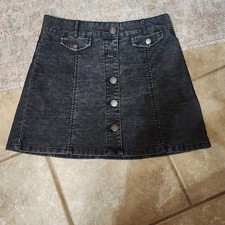 BDG Urban Outfitters Black Corduroy Button Front Mini Skirt Size 6 A-Line Ribbed