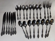 VINTAGE “M” MONOGRAM CUSTOM STAINLESS FLATWARE FLORAL KNIFE SPOON FORK CHOICE