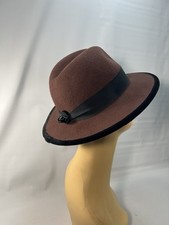 Vintage Wide Brim Fedora, 100 Wool, Made In USA Brown/Black Kathryn Hat