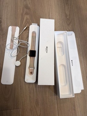Apple Watch Series 3 38mm Gold Aluminum Pink Sand Used with Box Factory Reset