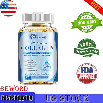 Marine Collagen Capsules 1300mg Hyaluronic Acid,Vitamin C,Skin Health Supplement
