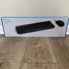 Microsoft Wired Desktop 600 Keyboard & Mouse Set Black APB-00001 Sealed NEW