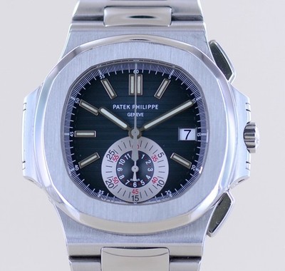 Patek Philippe Uhr Nautilus Chronograph Steel Blue dial Luxusuhr Klassiker B+P