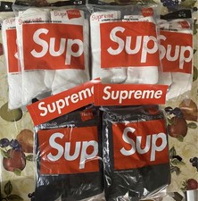 Supreme/Hanes Crew Socks White 4 Pack Size 6-12 Fast Free Shipping   