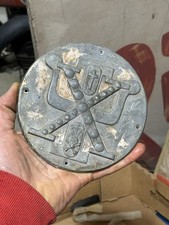 Antique Lead Plaque Skull X Bones With Cross Fire Military Fraternal?