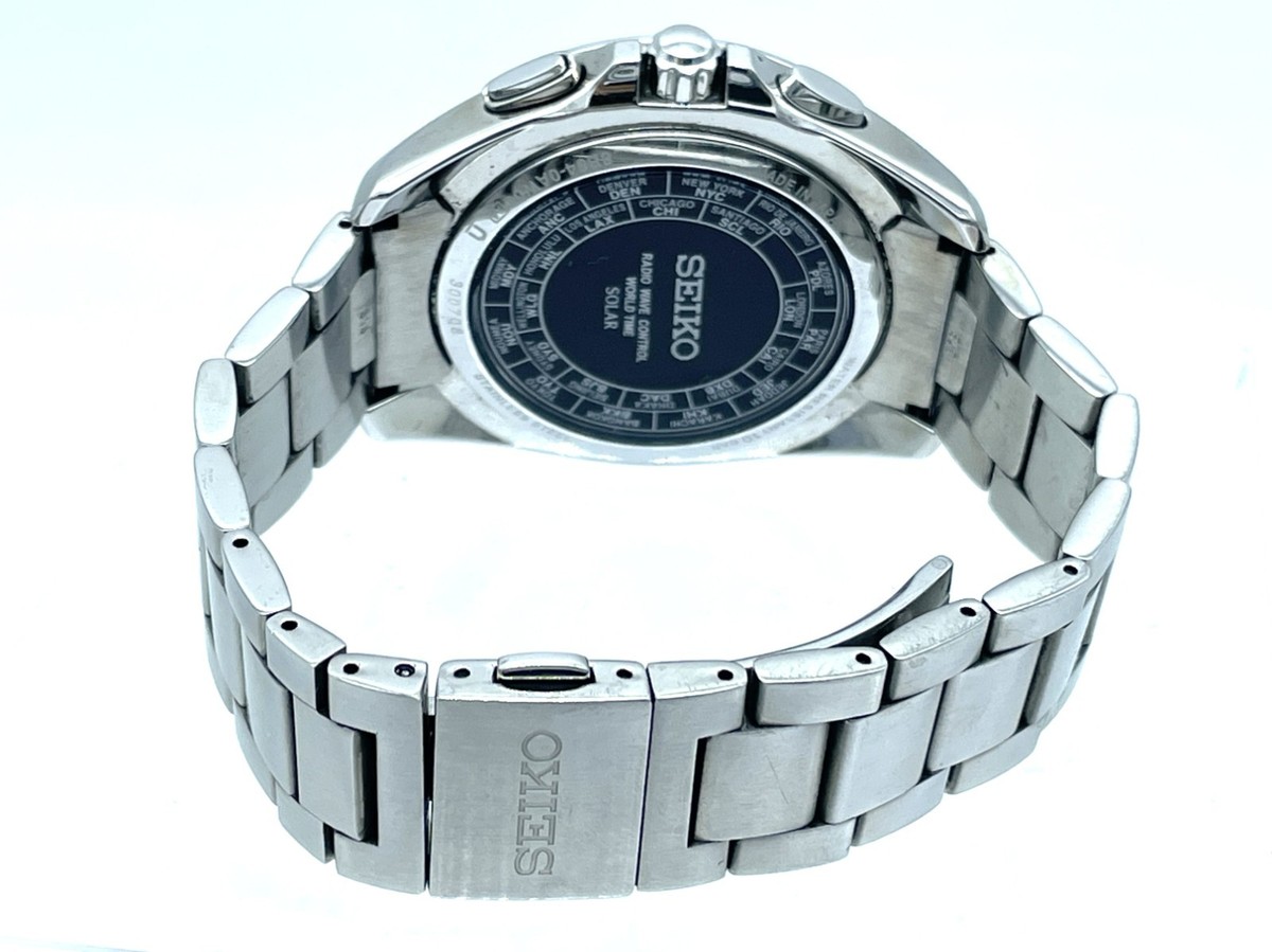 SEIKO Brightz Radio Wave Solar Men's Watch World Time Black dial