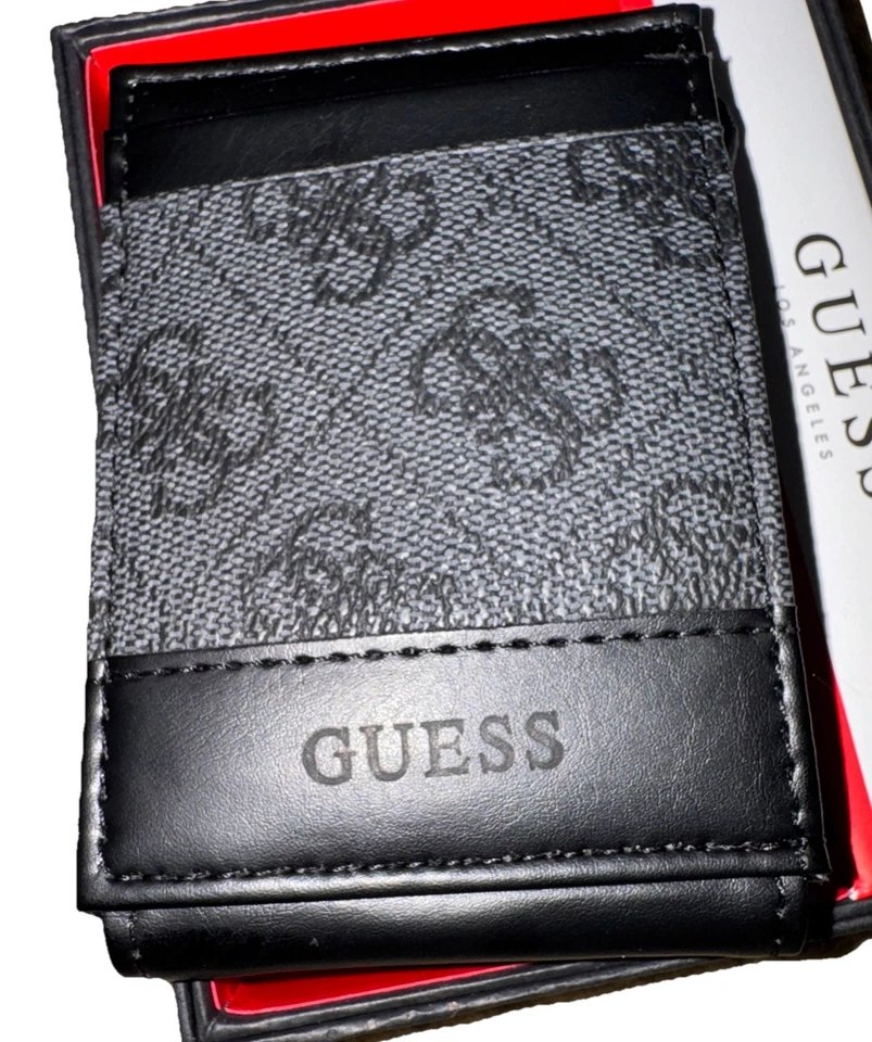 Guess Men's Front Pocket Wallet Magnetic Money Clip RFID Block Black - Image 2 of 4