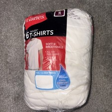 Opened Value Pack Hanes 6 Tagless White T-shirts Crew Neck Soft Wicking Size S