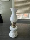 vintage milk glass oil lamp