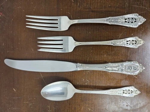 Vintage Wallace Rose Point Sterling Silver 4 Piece Flatware