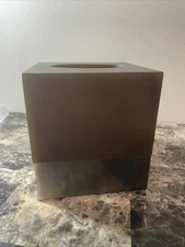 Vintage Tissue Box Cover MCM Mocha Lacquered Brown Heavy Duty