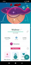 Pokemon Shiny Dynamax Wailmer (Tr.a.d.e 20k stardust or P.T.C  80k stardust)