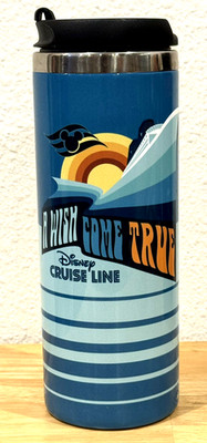 Disney Cruise Lines DCL A Wish Come True Metal Travel Tumbler Black Sipper Lid