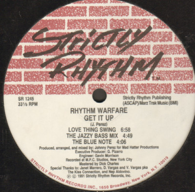 Rhythm Warfare    Reggae Rush / Get It Up - 1991 Strictly Rhythm USA    SR 1245