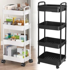 3/4 Tier Rolling Utility Cart Movable Storage Kitchen Snack w/ Wheels Organizer