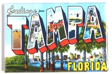Greetings from Tampa Florida FRIDGE MAGNET "style B" travel souvenir