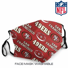 San Francisco 49ers NFL Adult Face Mask Covering Washable PM 2.5 Carbon Filter