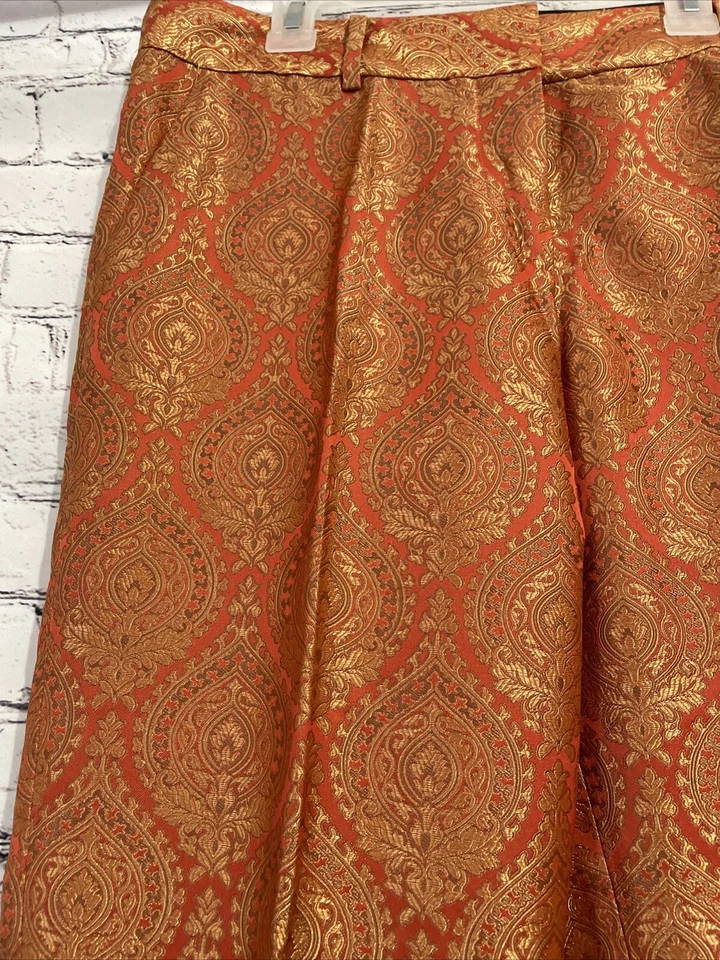 Elizabeth and James Womens Orange (Anselm Red) Metallic Cuffed Trouser Pants 6 - Image 2 of 4
