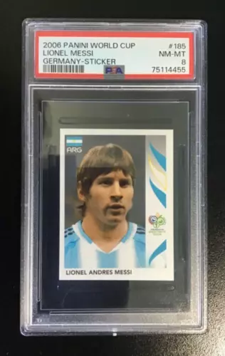 2006 PANINI WORLD CUP #185 LIONEL MESSI GERMANY STICKER PSA 8