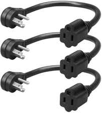 DEWENWILS 3Pack Extension Cord Indoor SJT14 AWG Flexible Power Cord Angled Flat