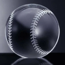 High Quality Crystal Baseball Paperweight 3" with Gift Box