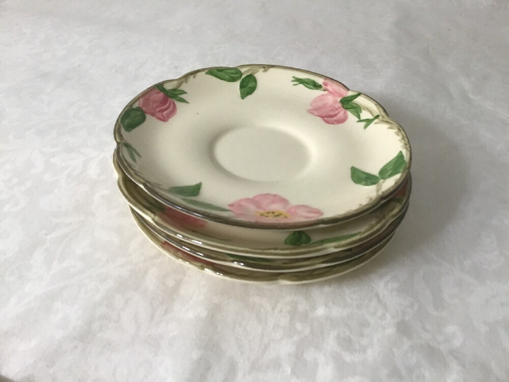 4 Vintage Franciscan Desert Rose Saucers 5.75” TV Stamp 1964  USA