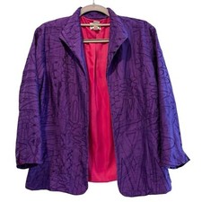 CHICO S Open Front Long Sleeve 100 Percent Silk Blazer Purple Size 0 4